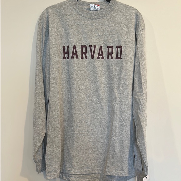 NWT Heather Gray Champion Harvard Crimson Long Sleeve Shirt - Picture 2 of 9